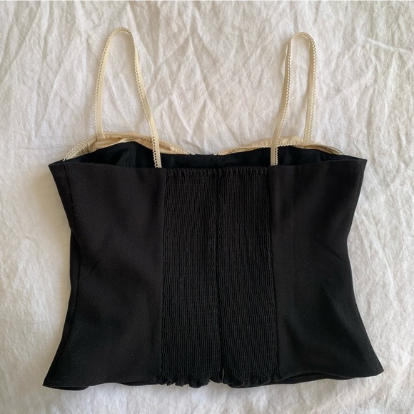 Reformation Melanie Bra Trim Cami Camisole Tank Top Black Cream - Picture 5 of 10